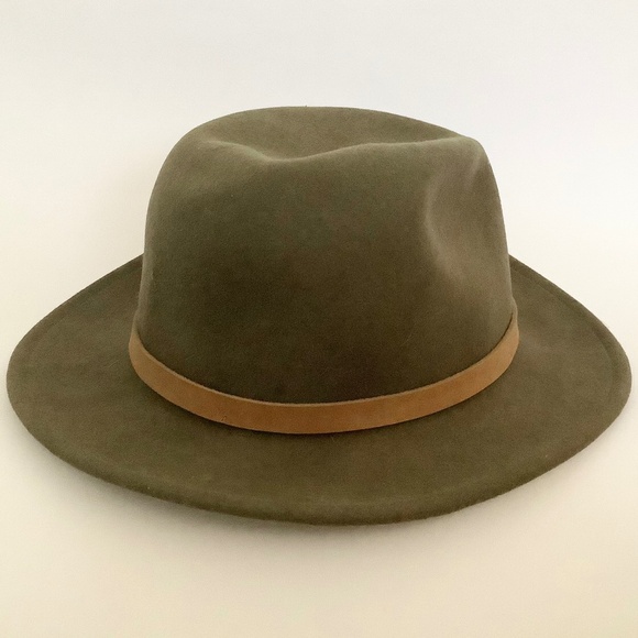 SOLD! VTG Mens Sz Medium Wool Fedora Hat Olive Green Dorfman Pacific Made in USA - Picture 2 of 12